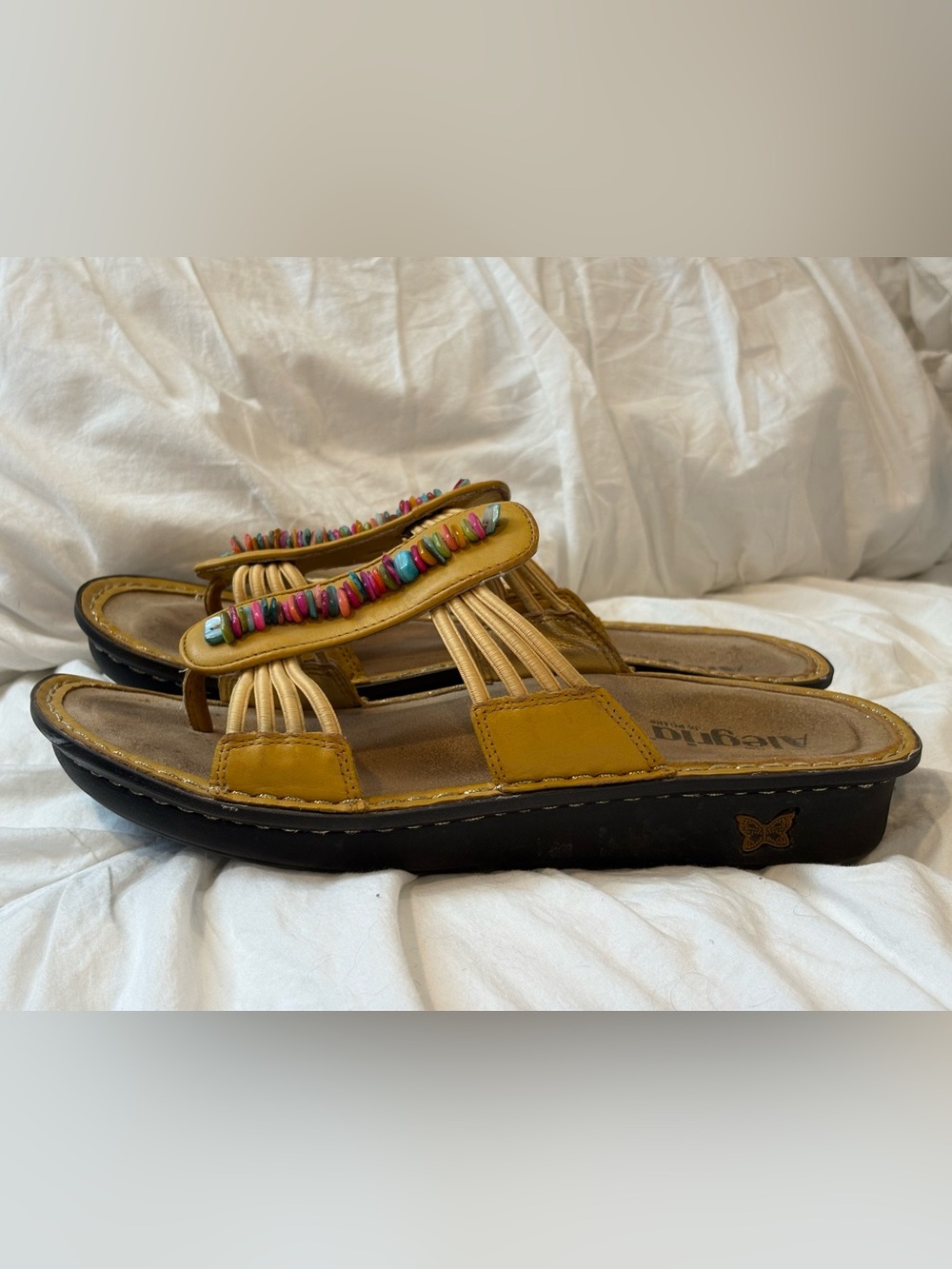 Alegria Leather Beaded Comfort Slide Sandals EU 40